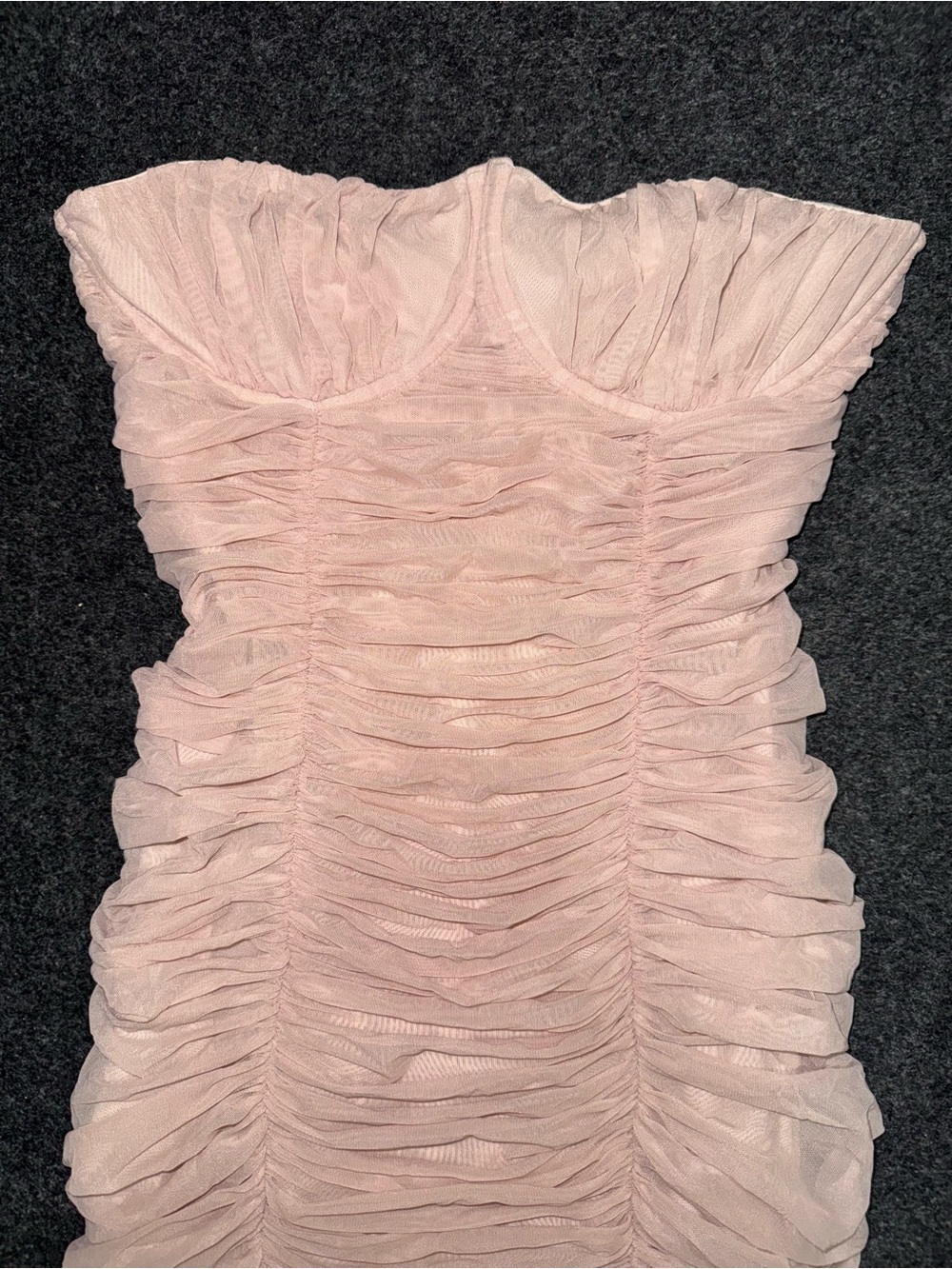 Babaton Strapless Ruched Midi Dress in Light Pink